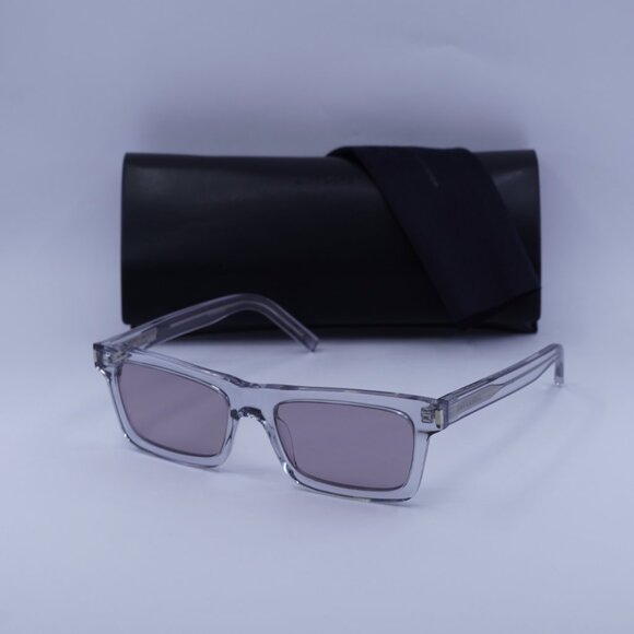 Saint Laurent SL461 BETTY 013 Sunglasses Grey Rectangle Frame, Violet Lenses - Picture 12 of 13